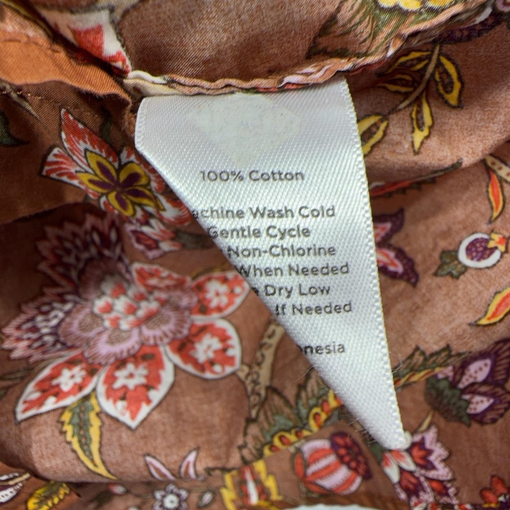 Talbots Shirt Women Petite Large Purple Brown Floral Long Sleeve Button Contrast - Picture 11 of 13